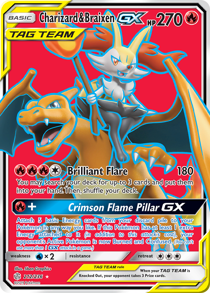 Charizard & Braixen GX (212/236) [Sun & Moon: Cosmic Eclipse] | Card Citadel