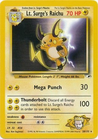 Lt. Surge's Raichu (28/132) [Gym Heroes Unlimited] | Card Citadel