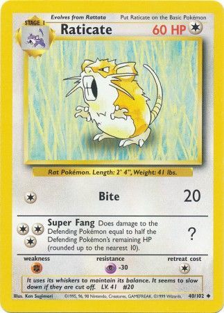 Raticate (40/102) [Base Set Unlimited] | Card Citadel