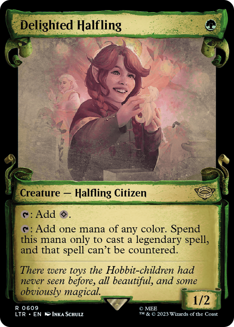 Delighted Halfling [The Lord of the Rings: Tales of Middle-Earth Showcase Scrolls] | Card Citadel