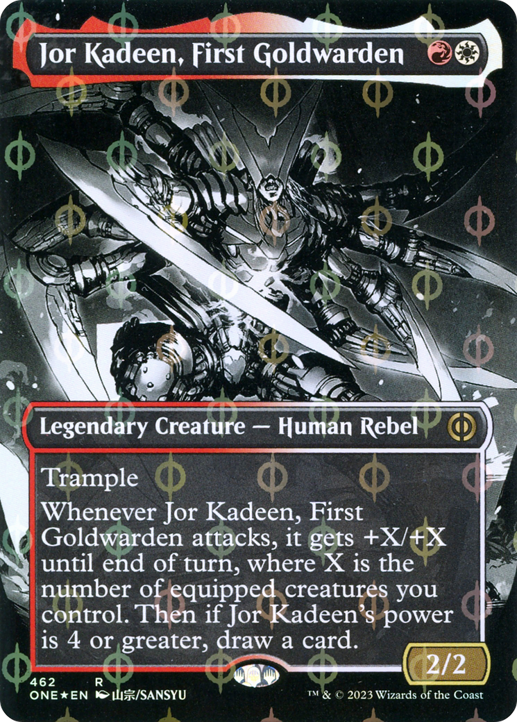 Jor Kadeen, First Goldwarden (Borderless Manga Step-and-Compleat Foil) [Phyrexia: All Will Be One] | Card Citadel