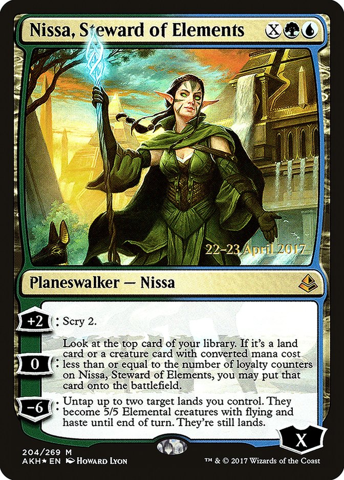 Nissa, Steward of Elements (Prerelease Promo) [Amonkhet Prerelease Promos] | Card Citadel