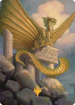 Ancient Gold Dragon Art Card (05) (Gold-Stamped Signature) [Commander Legends: Battle for Baldur's Gate Art Series] | Card Citadel