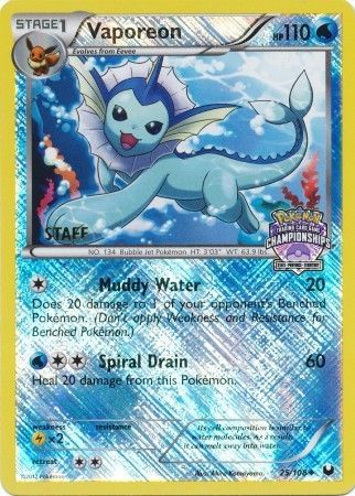 Vaporeon (25/108) (State Province Championship 2013 Promo Staff) [Black & White: Dark Explorers] | Card Citadel