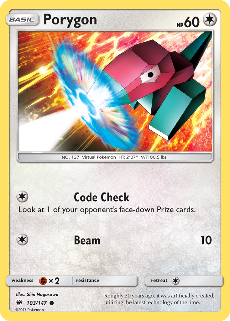 Porygon (103/147) [Sun & Moon: Burning Shadows] | Card Citadel