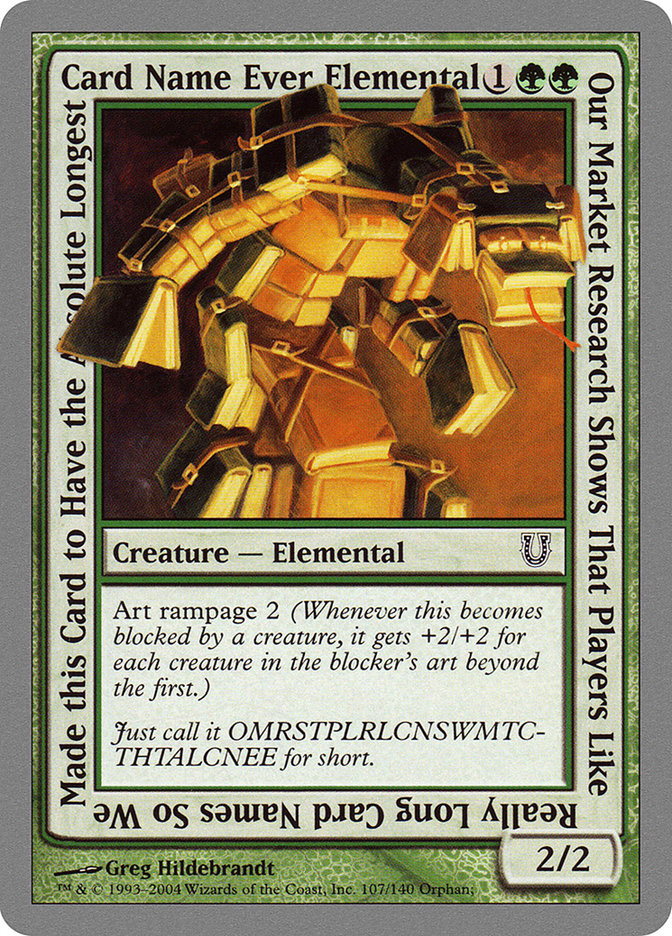 Our Market Research Shows That Players Like Really Long Card Names So We Made this Card to Have the Absolute Longest Card Name Ever Elemental [Unhinged] | Card Citadel