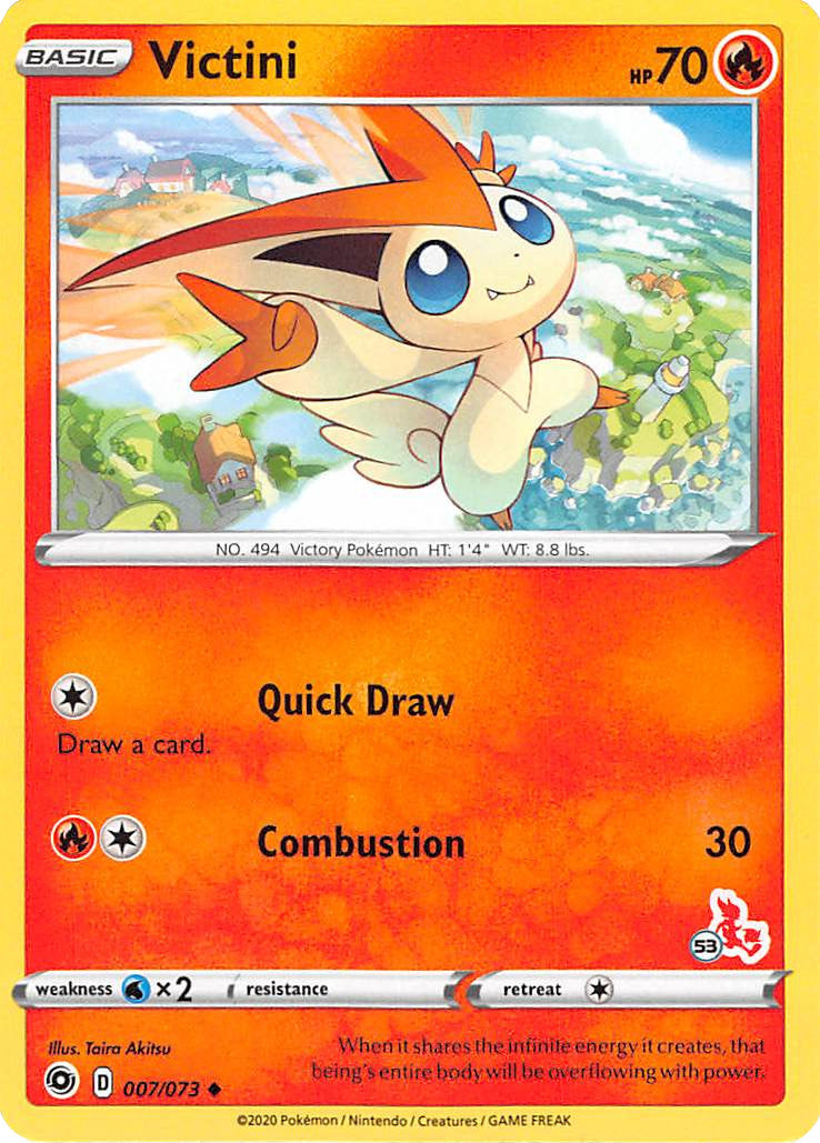 Victini (007/073) (Cinderace Stamp #53) [Battle Academy 2022] | Card Citadel