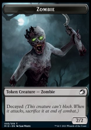 Zombie (005) // Zombie (004) Double-sided Token [Innistrad: Midnight Hunt Commander] | Card Citadel