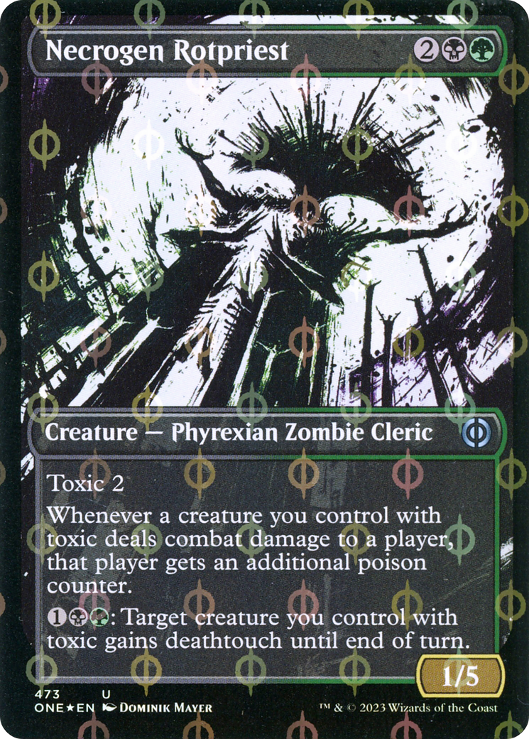 Necrogen Rotpriest (Borderless Ichor Step-and-Compleat Foil) [Phyrexia: All Will Be One] | Card Citadel