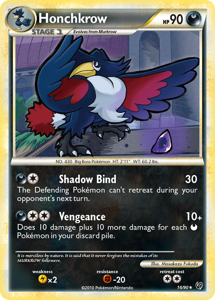 Honchkrow (16/90) [HeartGold & SoulSilver: Undaunted] | Card Citadel