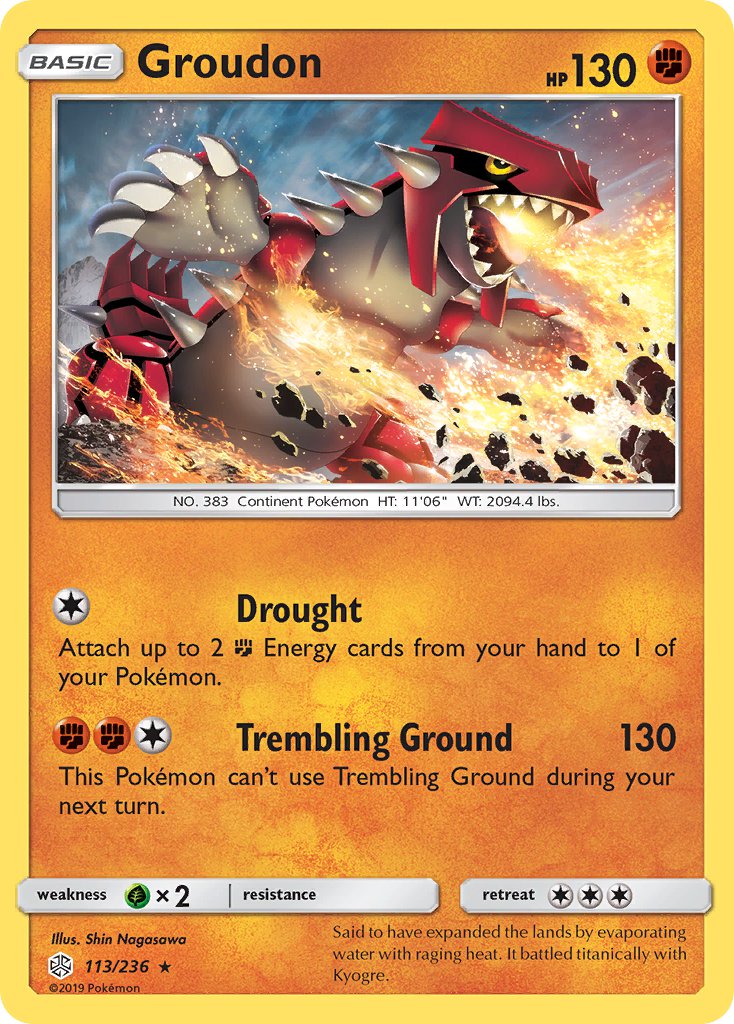 Groudon (113/236) (Cracked Ice Holo) (Theme Deck Exclusive) [Sun & Moon: Cosmic Eclipse] | Card Citadel