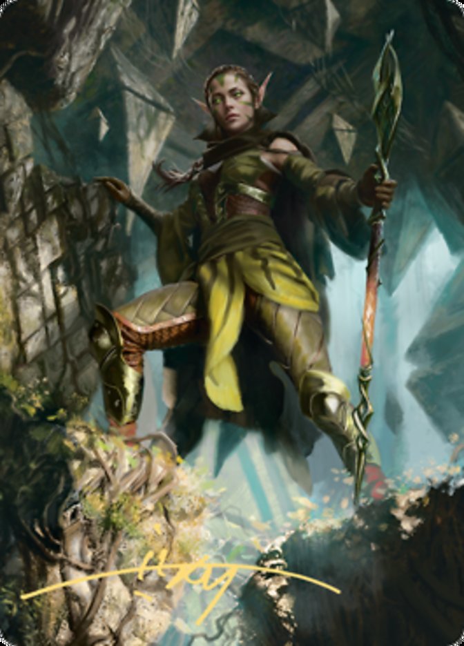 Nissa of Shadowed Boughs 1 Art Card (Gold-Stamped Signature) [Zendikar Rising Art Series] | Card Citadel