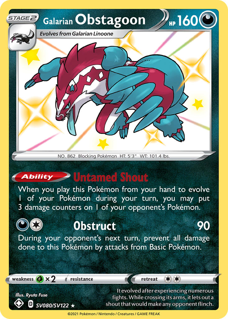 Galarian Obstagoon (SV080/SV122) [Sword & Shield: Shining Fates] | Card Citadel