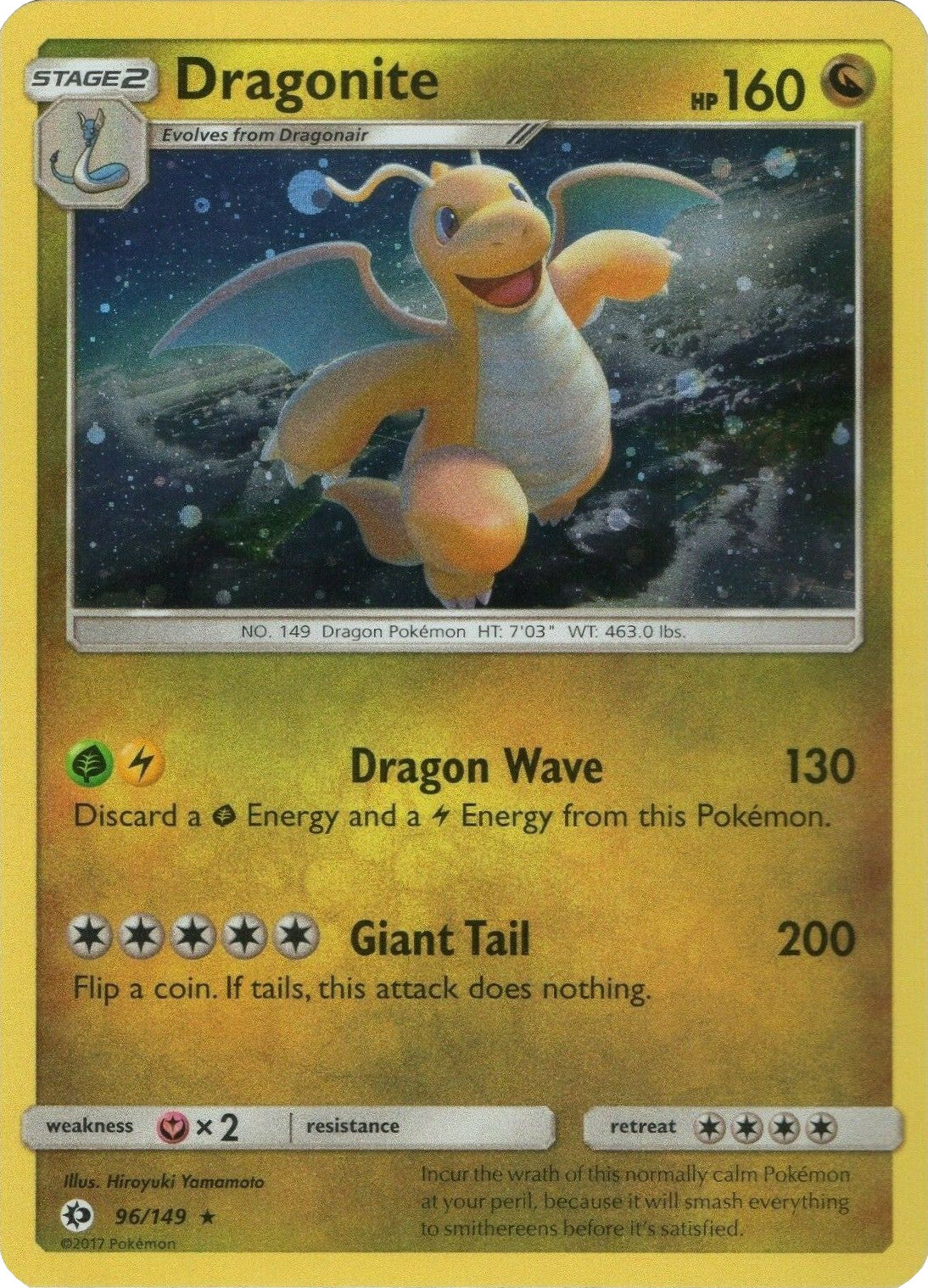 Dragonite (96/149) (Cosmos Holo) [Sun & Moon: Base Set] | Card Citadel