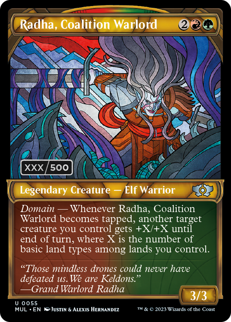 Radha, Coalition Warlord (Serialized) [Multiverse Legends] | Card Citadel