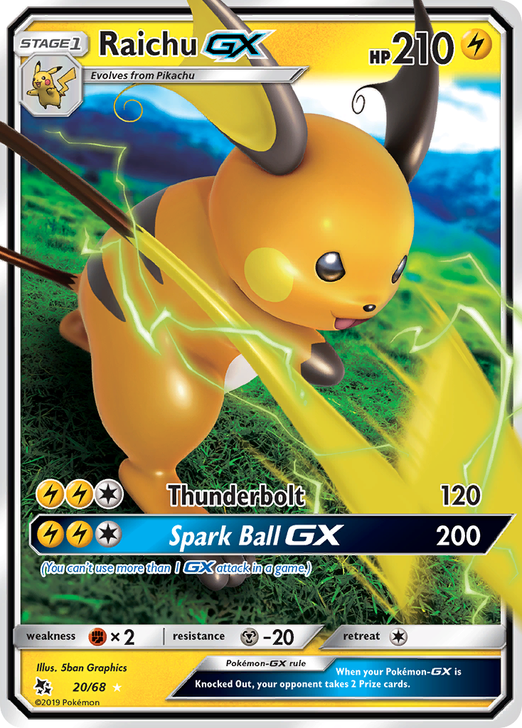 Raichu GX (20/68) [Sun & Moon: Hidden Fates] | Card Citadel