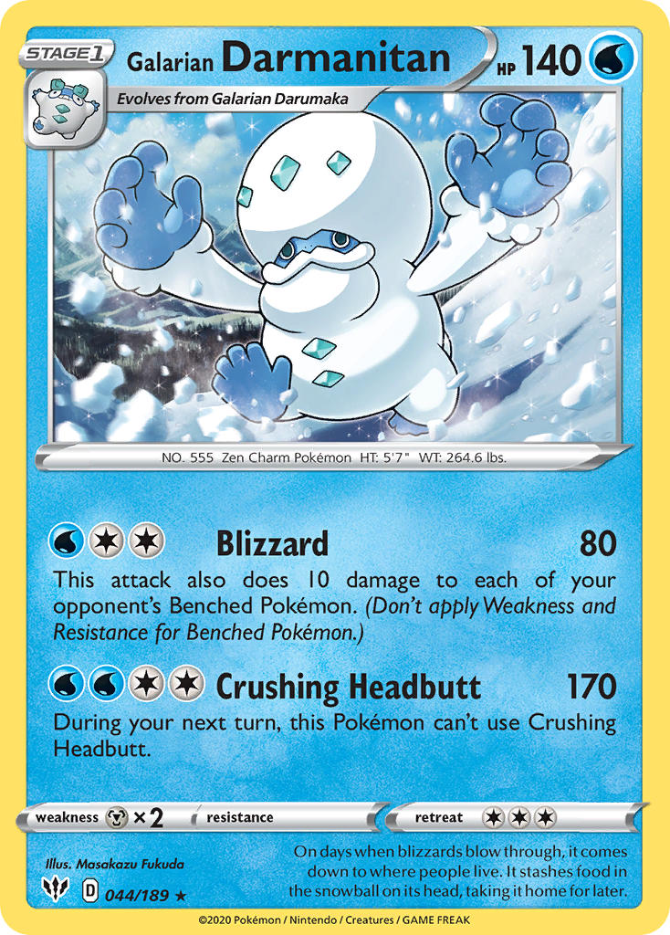 Galarian Darmanitan (044/189) (Cracked Ice Holo) (Theme Deck Exclusive) [Sword & Shield: Darkness Ablaze] | Card Citadel