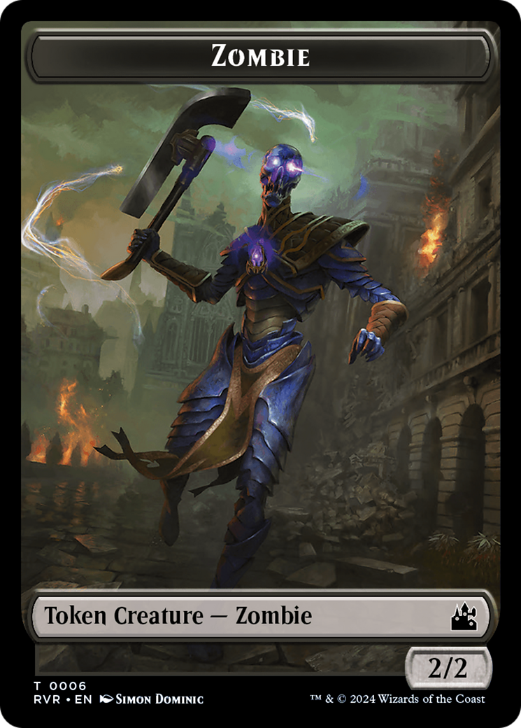 Elf Knight // Zombie Double-Sided Token [Ravnica Remastered Tokens] | Card Citadel