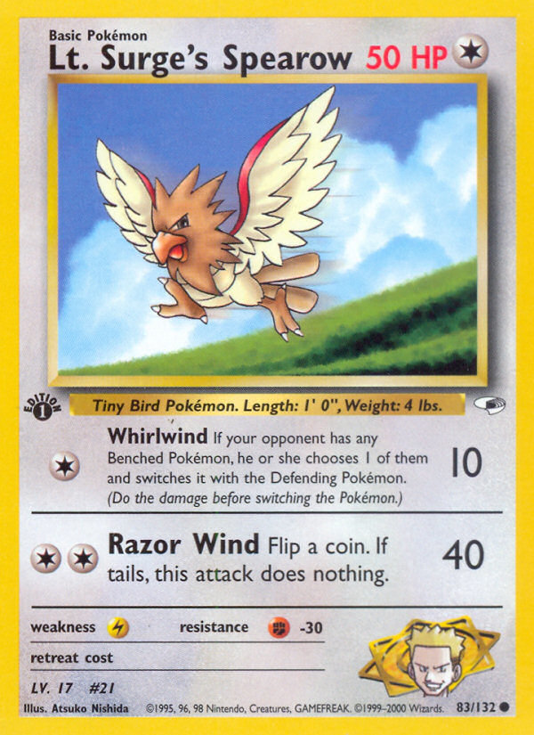 Lt. Surge's Spearow (83/132) [Gym Heroes 1st Edition] | Card Citadel