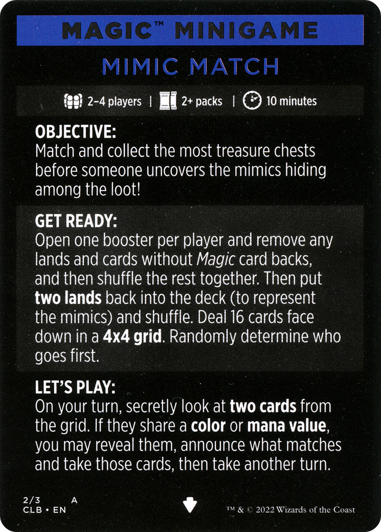 Mimic Match (Magic Minigame) [Commander Legends: Battle for Baldur's Gate Minigame] | Card Citadel