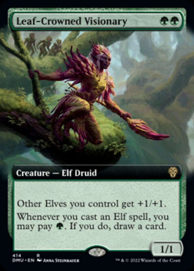 Leaf-Crowned Visionary (Extended Art) [Dominaria United] | Card Citadel