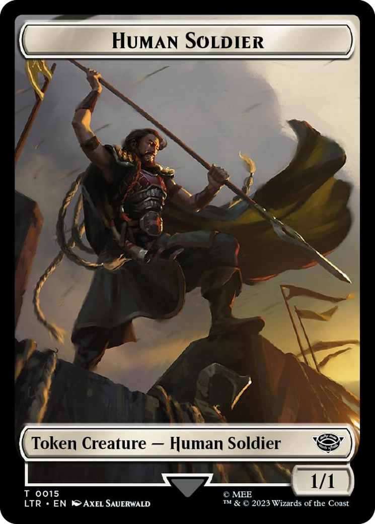 Human Soldier (0015) // Food (0022) Double-Sided Token (Surge Foil) [The Lord of the Rings: Tales of Middle-Earth Tokens] | Card Citadel