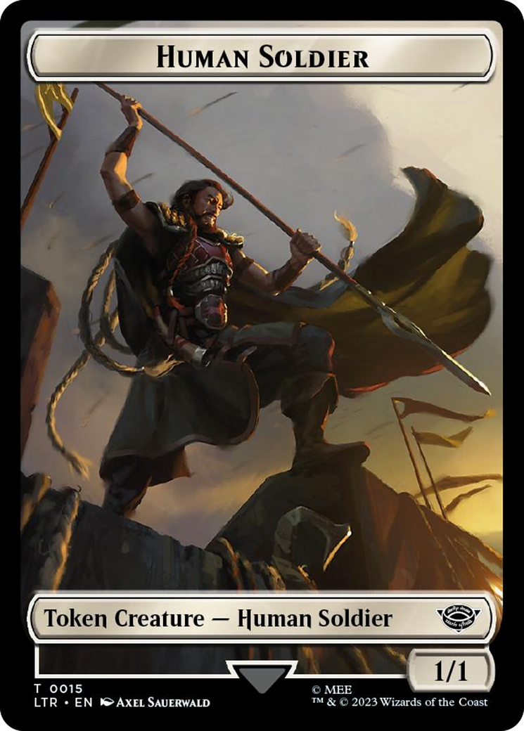 Human Soldier (0015) // Food (0023) Double-Sided Token (Surge Foil) [The Lord of the Rings: Tales of Middle-Earth Tokens] | Card Citadel