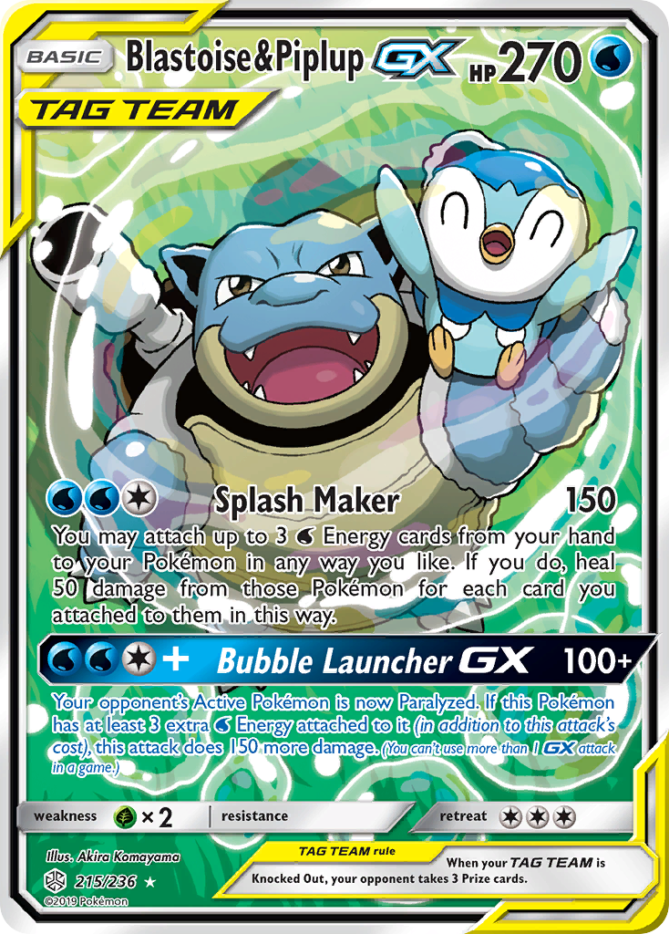 Blastoise & Piplup GX (215/236) [Sun & Moon: Cosmic Eclipse] | Card Citadel