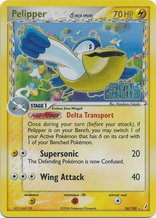 Pelipper (26/100) (Delta Species) (Stamped) [EX: Crystal Guardians] | Card Citadel