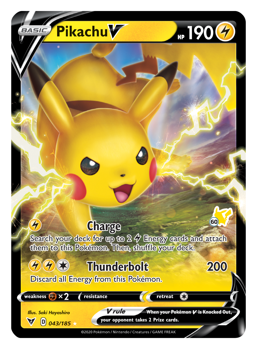 Pikachu V (043/185) (Pikachu Stamp #60) [Battle Academy 2022] | Card Citadel