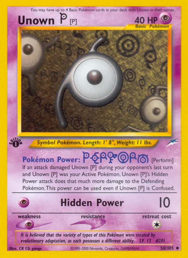 Unown [P] (58/105) [Neo Destiny 1st Edition] | Card Citadel