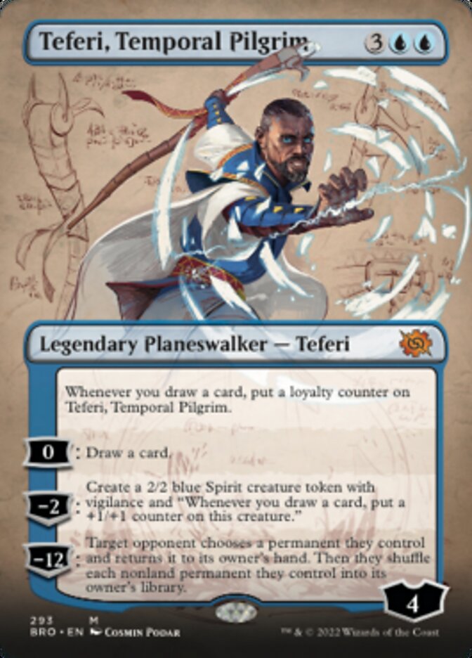 Teferi, Temporal Pilgrim (Borderless Alternate Art) [The Brothers' War] | Card Citadel