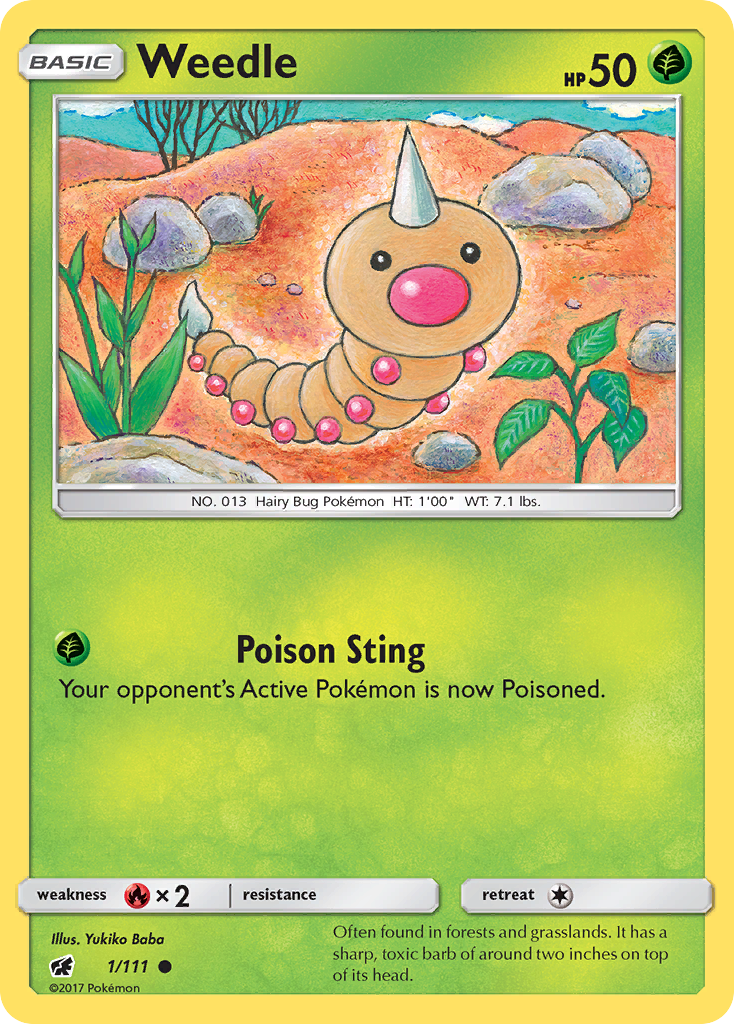 Weedle (1/111) [Sun & Moon: Crimson Invasion] | Card Citadel