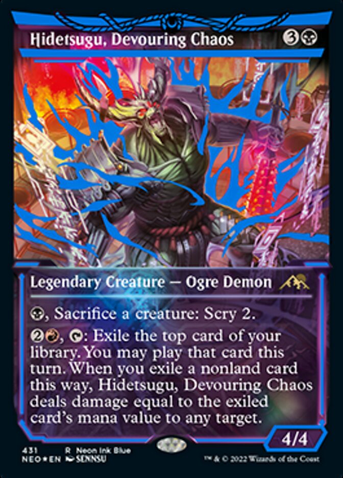 Hidetsugu, Devouring Chaos (Neon Ink Blue) [Kamigawa: Neon Dynasty] | Card Citadel