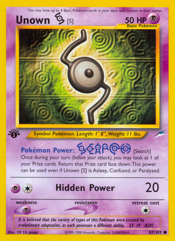 Unown [S] (87/105) [Neo Destiny 1st Edition] | Card Citadel