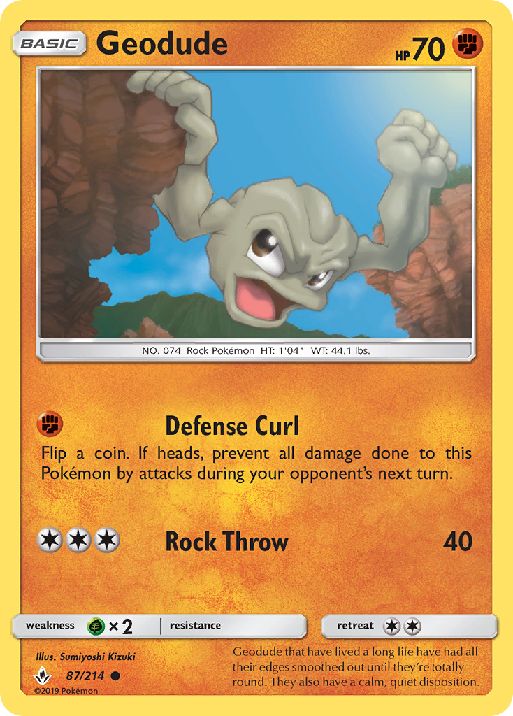 Geodude (87/214) [Sun & Moon: Unbroken Bonds] | Card Citadel