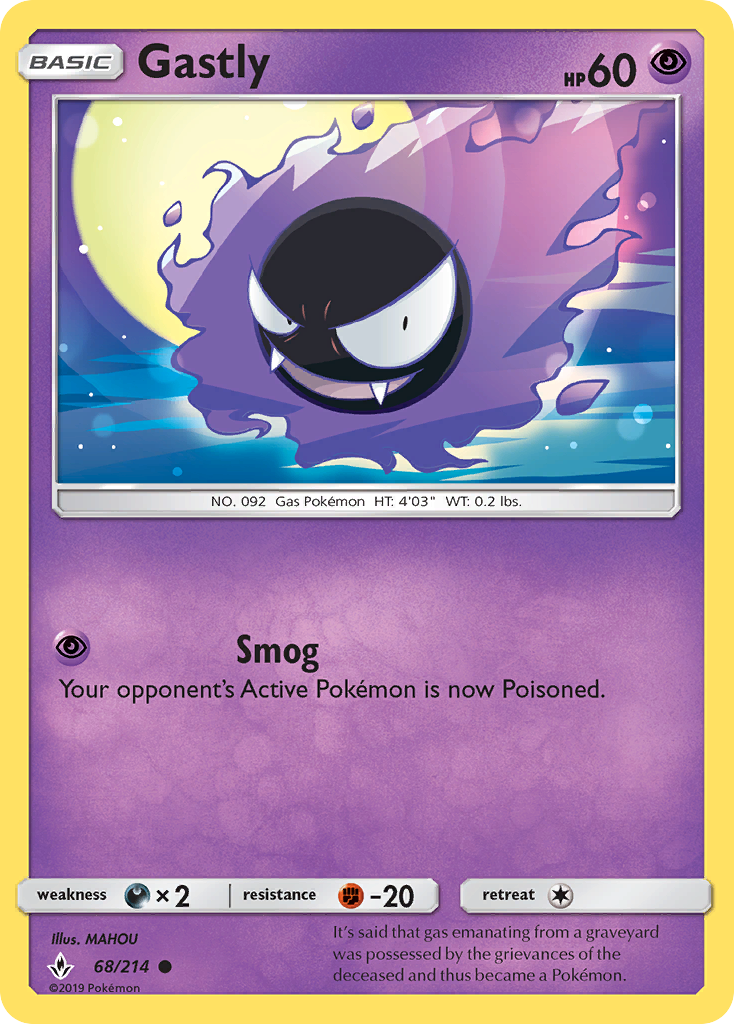 Gastly (68/214) [Sun & Moon: Unbroken Bonds] | Card Citadel