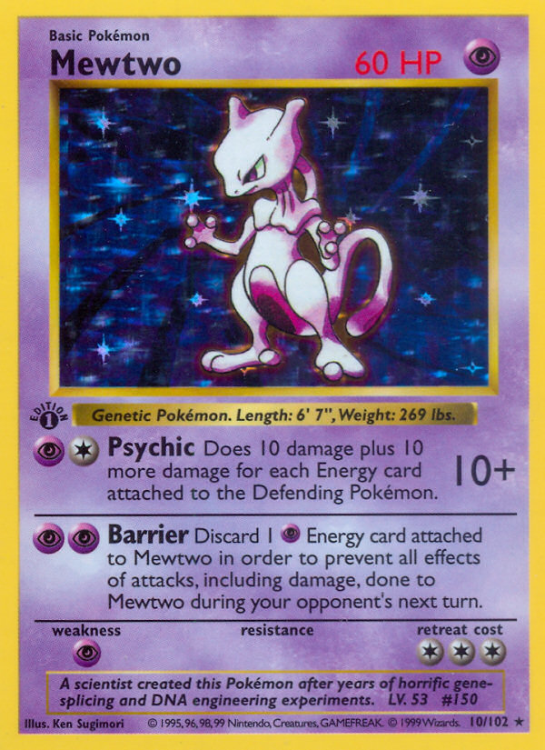 Mewtwo (10/102) (Shadowless) [Base Set 1st Edition] | Card Citadel