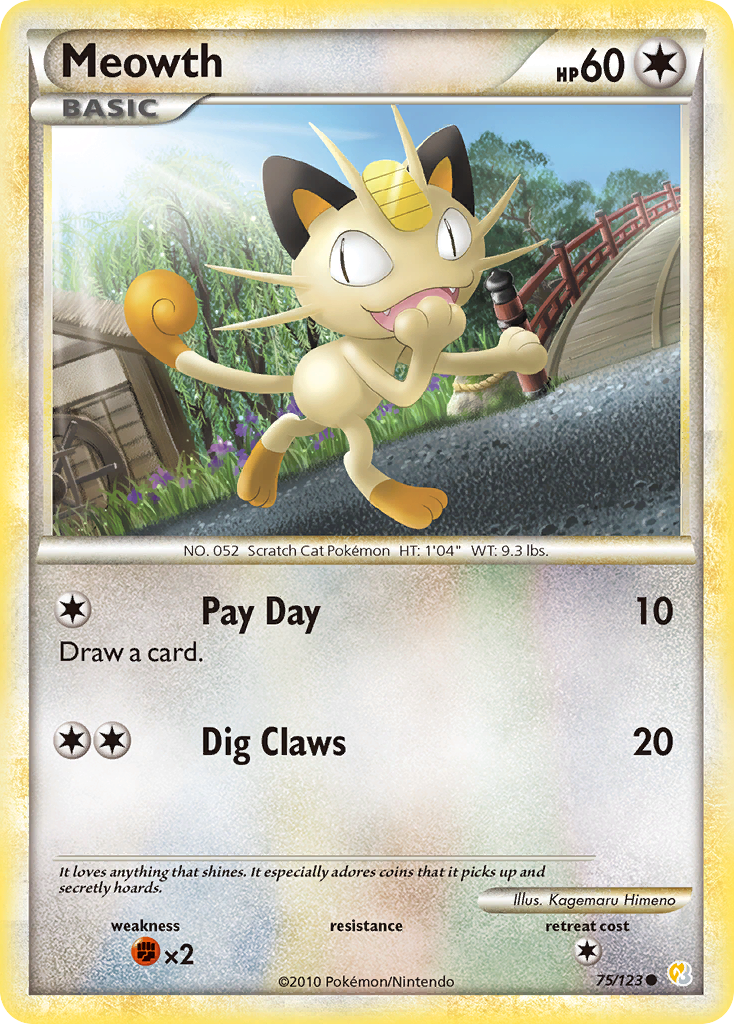 Meowth (75/123) [HeartGold & SoulSilver: Base Set] | Card Citadel