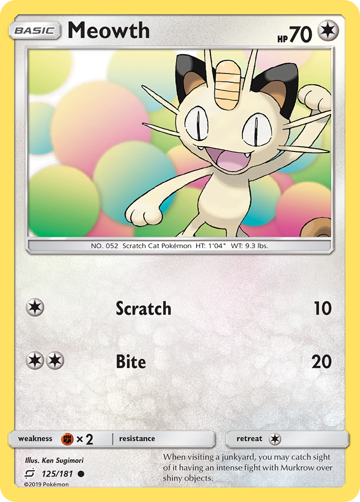 Meowth (125/181) [Sun & Moon: Team Up] | Card Citadel