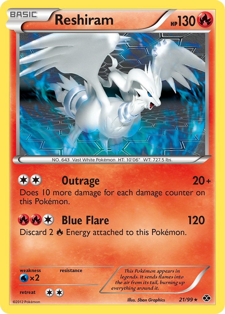 Reshiram (21/99) (Theme Deck Exclusive) [Black & White: Next Destinies] | Card Citadel