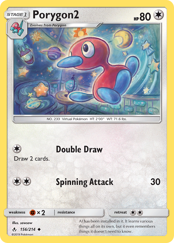 Porygon2 (156/214) [Sun & Moon: Unbroken Bonds] | Card Citadel