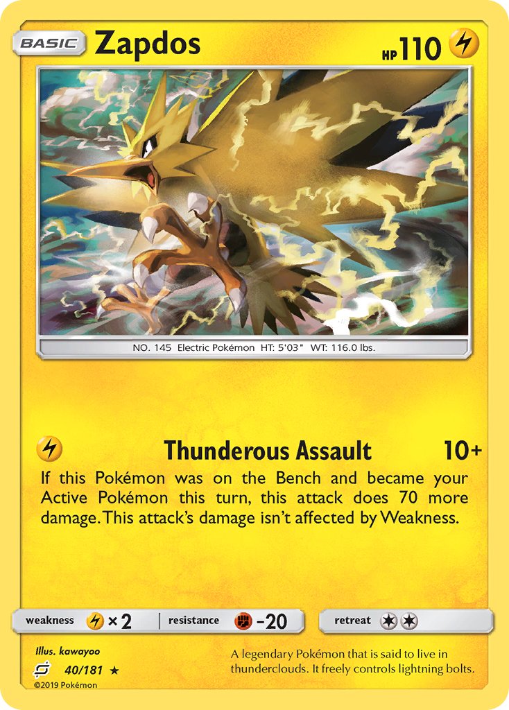 Zapdos (40/181) (Theme Deck Exclusive) [Sun & Moon: Team Up] | Card Citadel