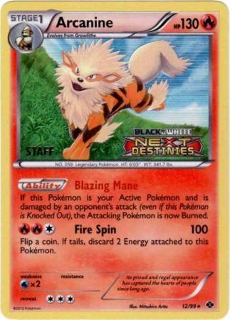 Arcanine (12/99) (Staff Prerelease Promo) [Black & White: Black Star Promos] | Card Citadel