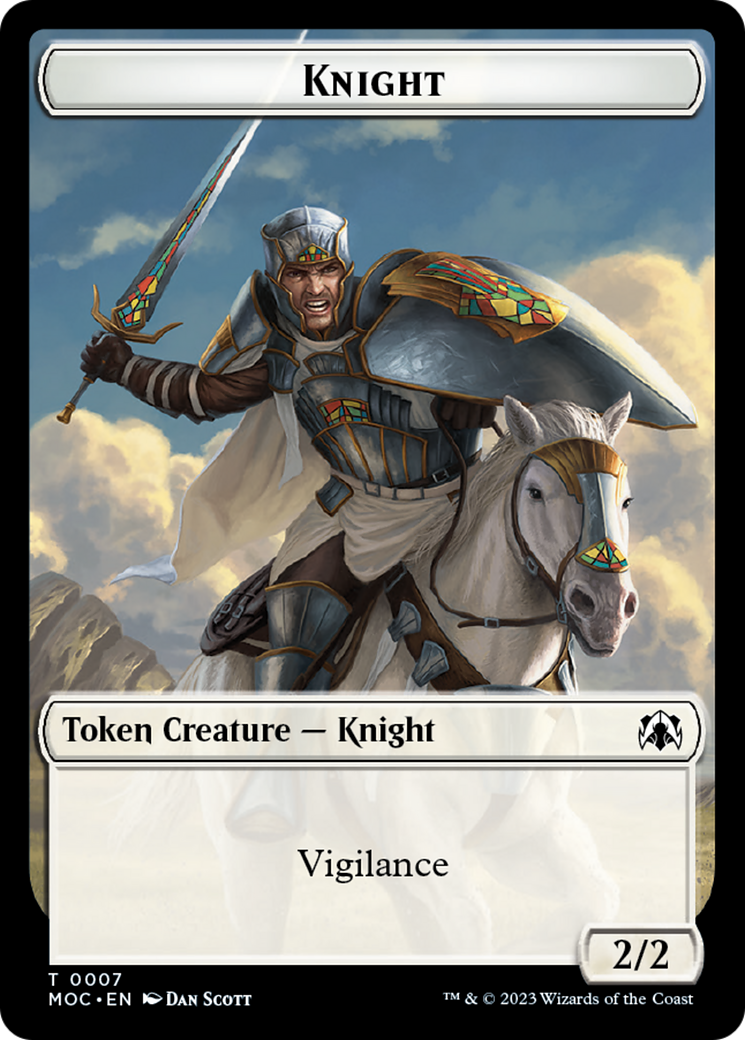 Knight (7) // Spirit (14) Double-Sided Token [March of the Machine Commander Tokens] | Card Citadel