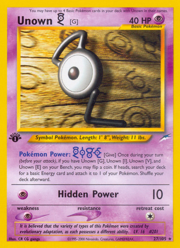 Unown [G] (27/105) [Neo Destiny 1st Edition] | Card Citadel