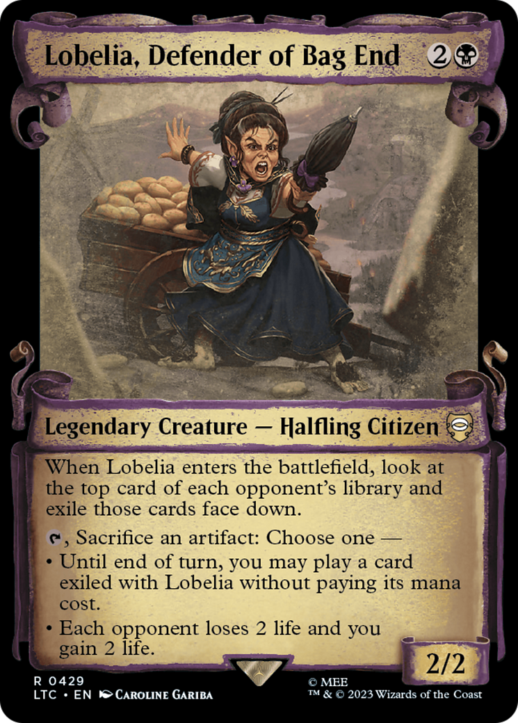 Lobelia, Defender of Bag End [The Lord of the Rings: Tales of Middle-Earth Commander Showcase Scrolls] | Card Citadel