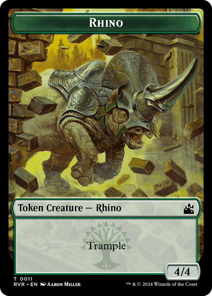Spirit (0018) // Rhino Double-Sided Token [Ravnica Remastered Tokens] | Card Citadel
