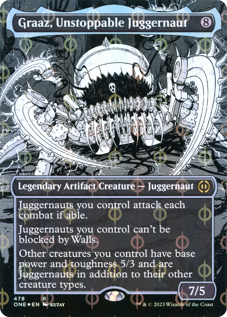 Graaz, Unstoppable Juggernaut (Borderless Manga Step-and-Compleat Foil) [Phyrexia: All Will Be One] | Card Citadel