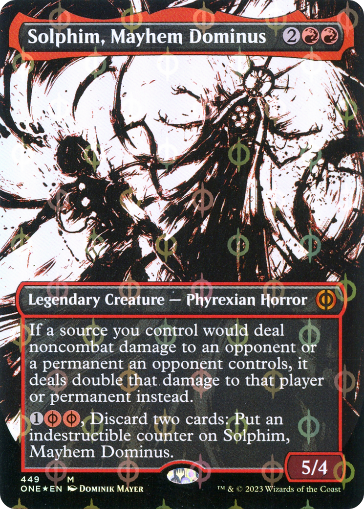 Solphim, Mayhem Dominus (Borderless Ichor Step-and-Compleat Foil) [Phyrexia: All Will Be One] | Card Citadel